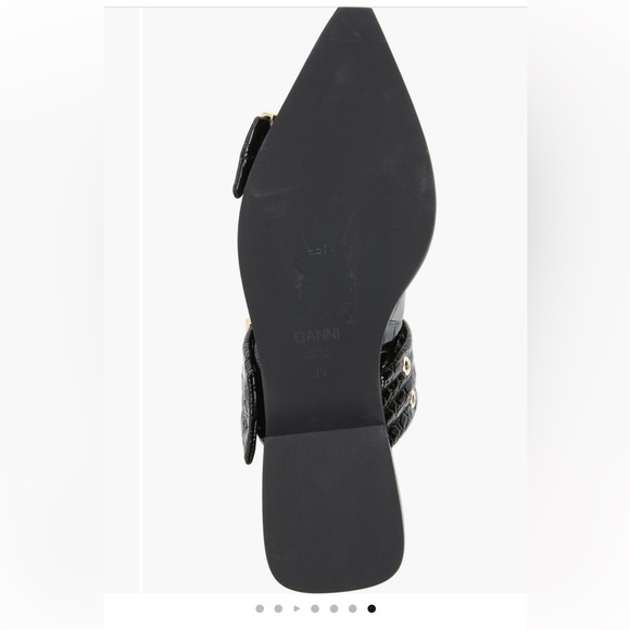 💫Ganni Black Patent Python Gold Buckle Ballerinas - Picture 6 of 13